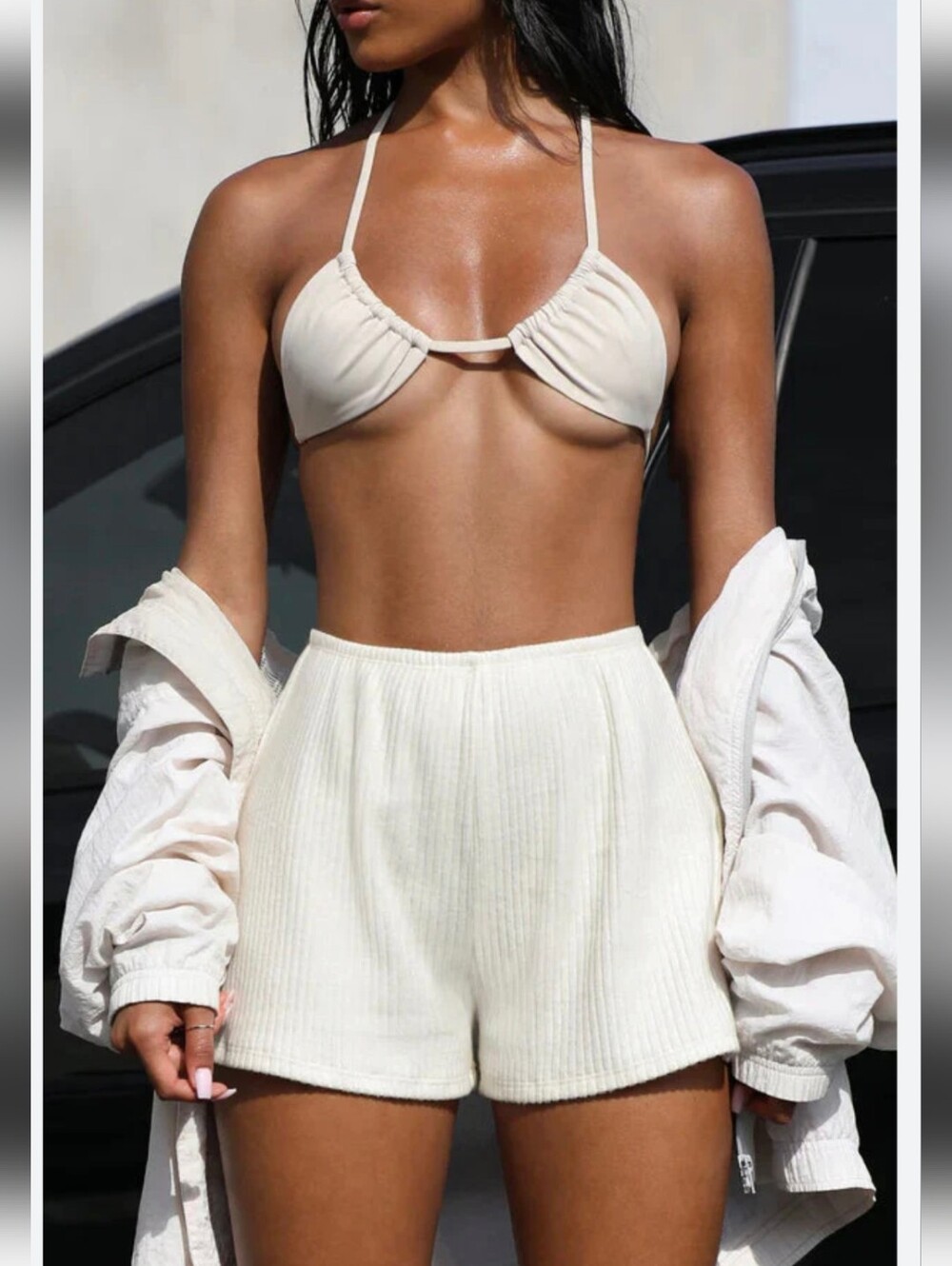Joah Brown Relaxed Luxe Knit Shorts In Size XS/S or S/M